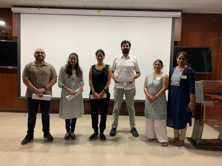 From left to right: Dr Sabuj Bhattacharyya (InStem, DBT), Prof Maria Thaker (CES, IISc), Prof Anupama Sathyamurthy (CNS, IISc), Dr Karthik Ramaswamy (OoC, IISc), Dr. Chandrima Home and Ms. Ramya Mohan from ORG, IISc.